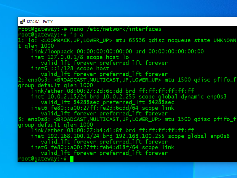 IP address for configured internal network