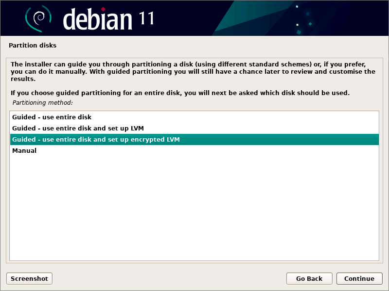 Install Debian with full disk encryption