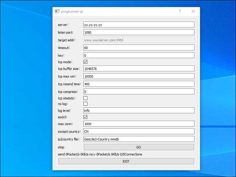 Pingtunnel ICMP tunnel GUI