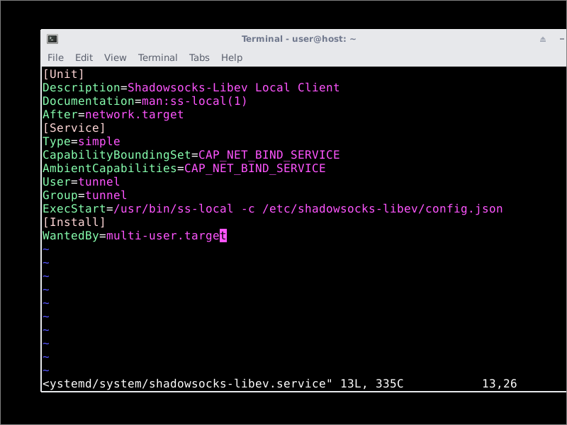 Shadowsocks client systemd service file