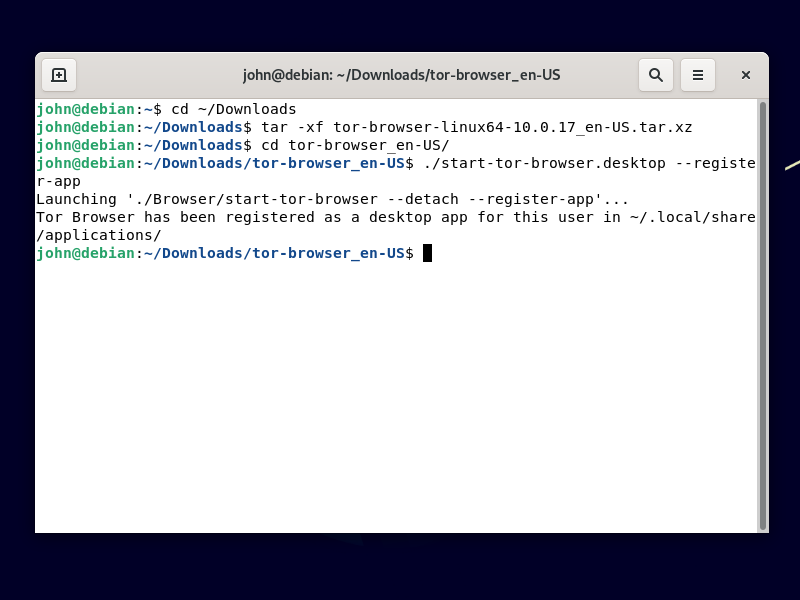 Registering Tor Browser as an app on Linux