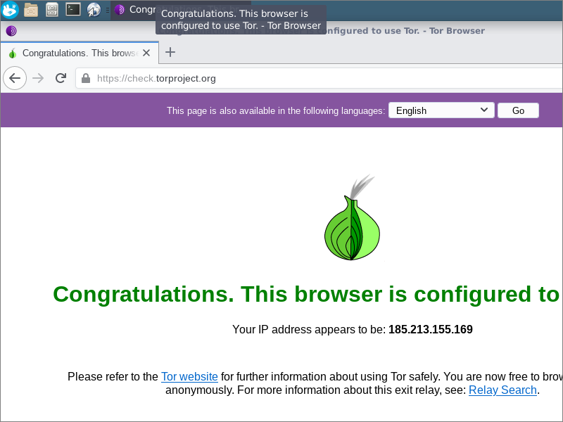 This browser is configured to use Tor