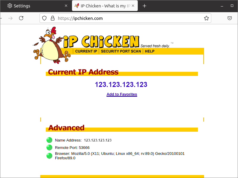 Checking your IP address through Xray on Linux at IPchicken